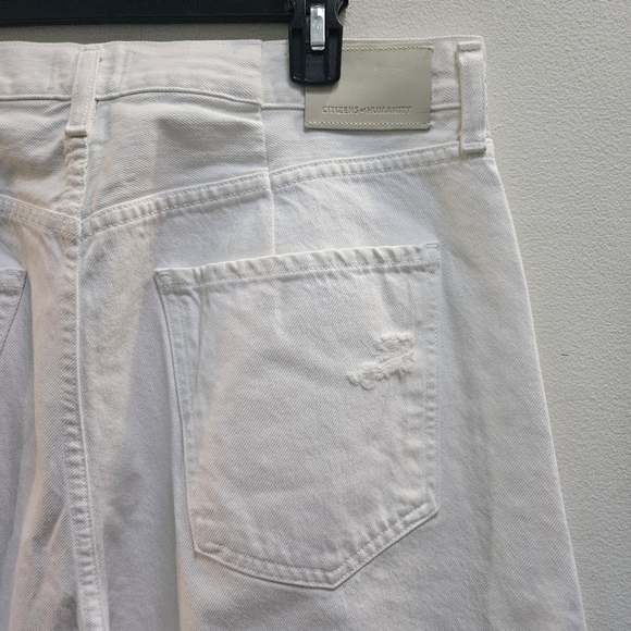 Citizens Of Humanity Size 32 Horseshoe High Rise Barrel Leg Jeans Cream Wide Leg - Picture 8 of 13